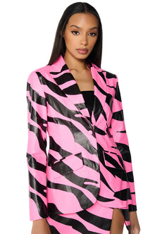 Sisoras SHANT BE TAMED FAUX LEATHER BLAZER