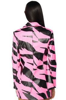 Sisoras SHANT BE TAMED FAUX LEATHER BLAZER