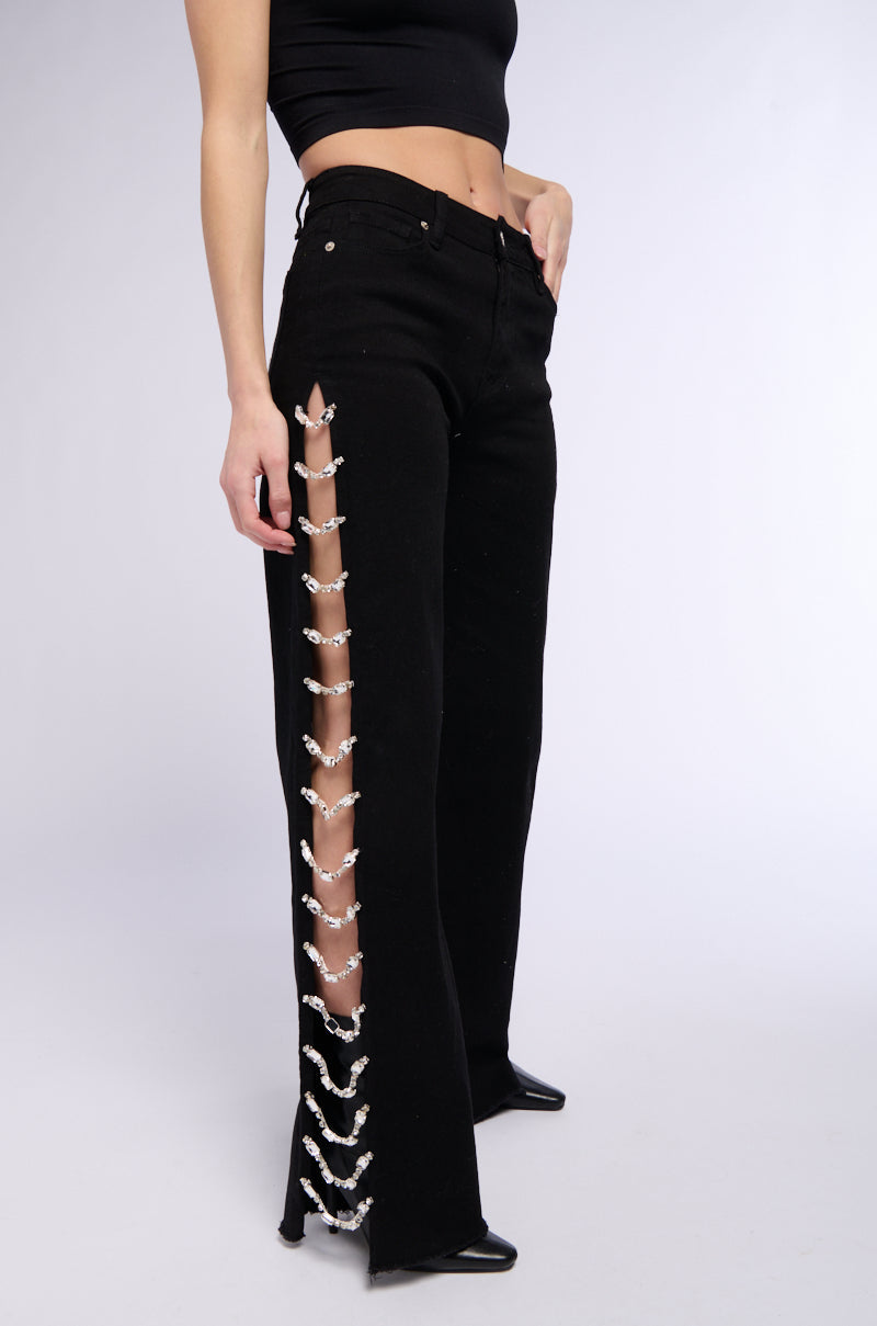Sisoras COVERED IN DIAMONDS RELAXED JEANS IN BLACK