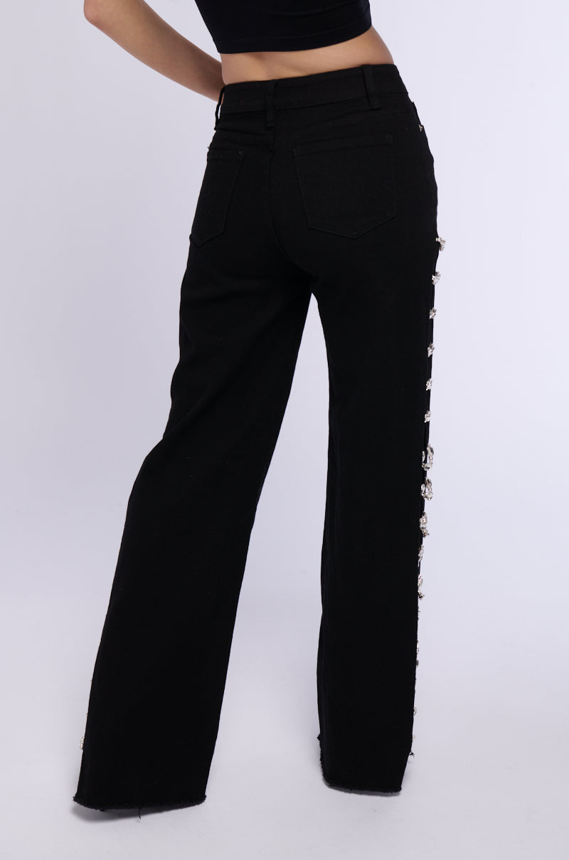 Sisoras COVERED IN DIAMONDS RELAXED JEANS IN BLACK