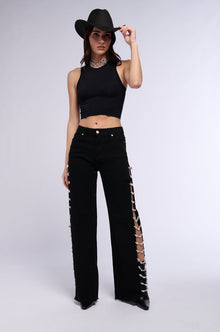 Sisoras COVERED IN DIAMONDS RELAXED JEANS IN BLACK