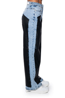 Sisoras DREAM ON COATED DENIM MID RISE STRAIGHT LEG JEANS