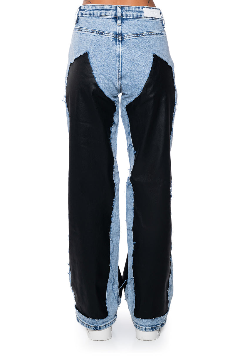 Sisoras DREAM ON COATED DENIM MID RISE STRAIGHT LEG JEANS