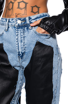 Sisoras DREAM ON COATED DENIM MID RISE STRAIGHT LEG JEANS