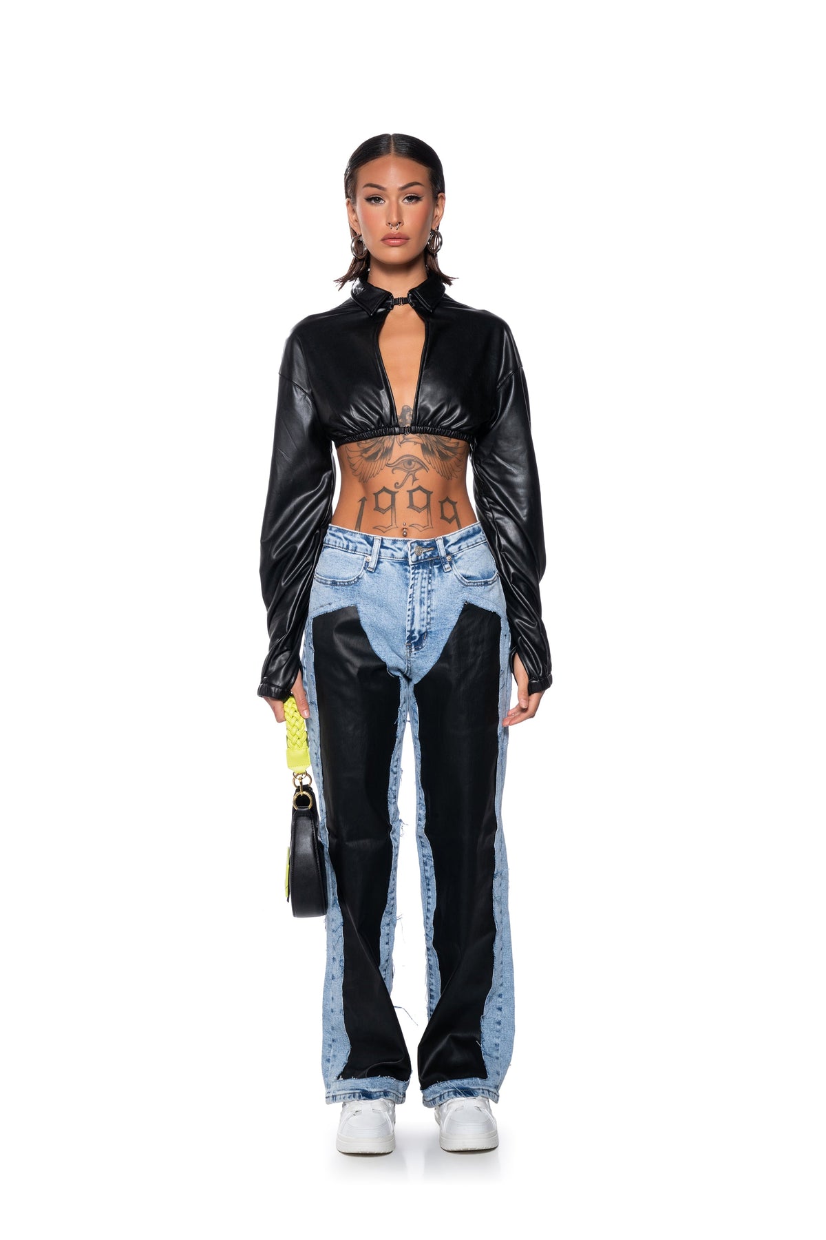 Sisoras DREAM ON COATED DENIM MID RISE STRAIGHT LEG JEANS