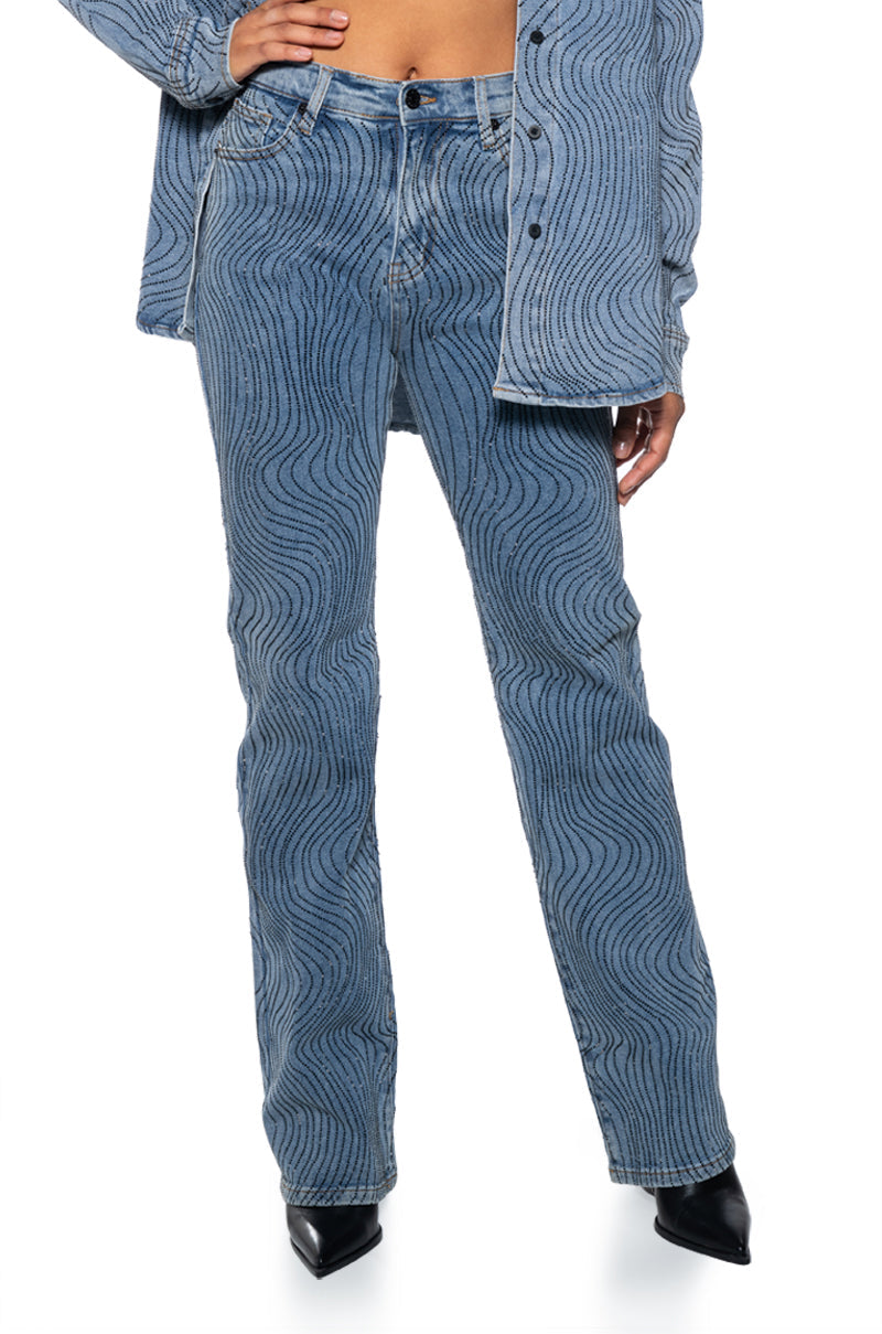 Sisoras EFFORTLESS GLAM RHINESTONE STRAIGHT LEG JEAN