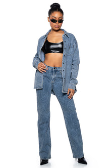 Sisoras EFFORTLESS GLAM RHINESTONE STRAIGHT LEG JEAN