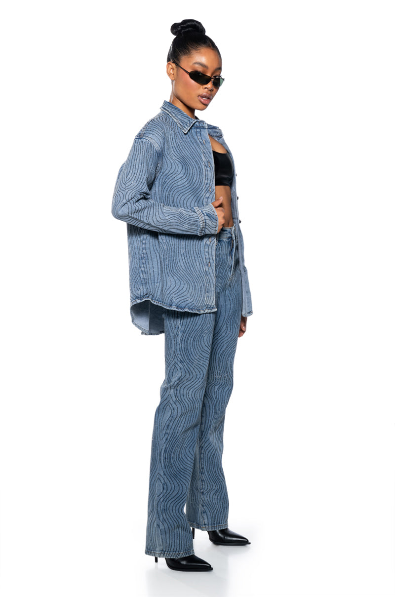 Sisoras EFFORTLESS GLAM RHINESTONE STRAIGHT LEG JEAN
