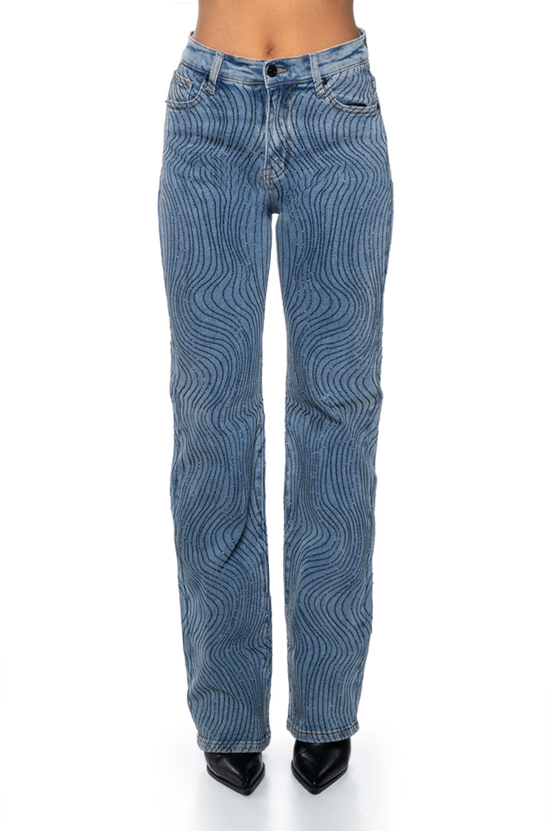 Sisoras EFFORTLESS GLAM RHINESTONE STRAIGHT LEG JEAN