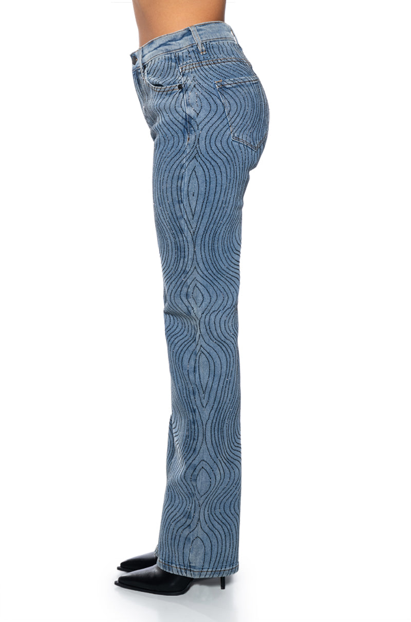 Sisoras EFFORTLESS GLAM RHINESTONE STRAIGHT LEG JEAN