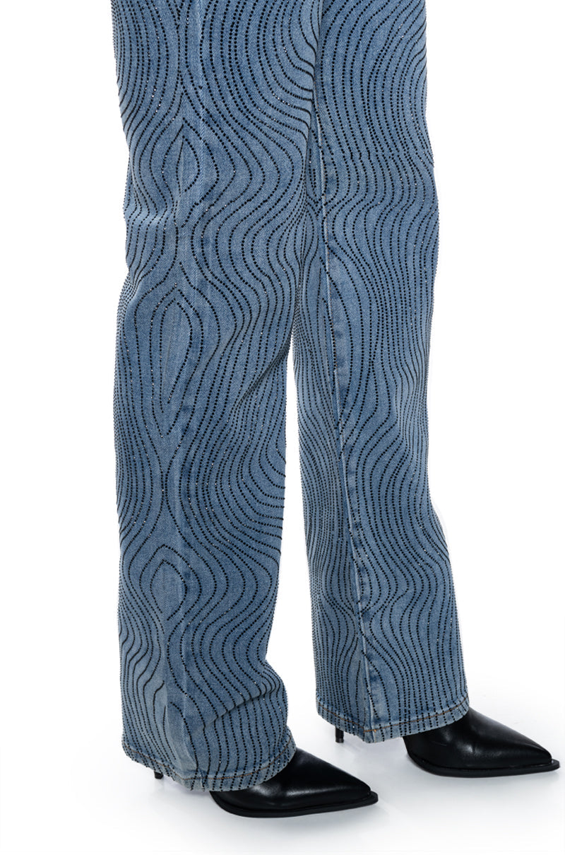Sisoras EFFORTLESS GLAM RHINESTONE STRAIGHT LEG JEAN