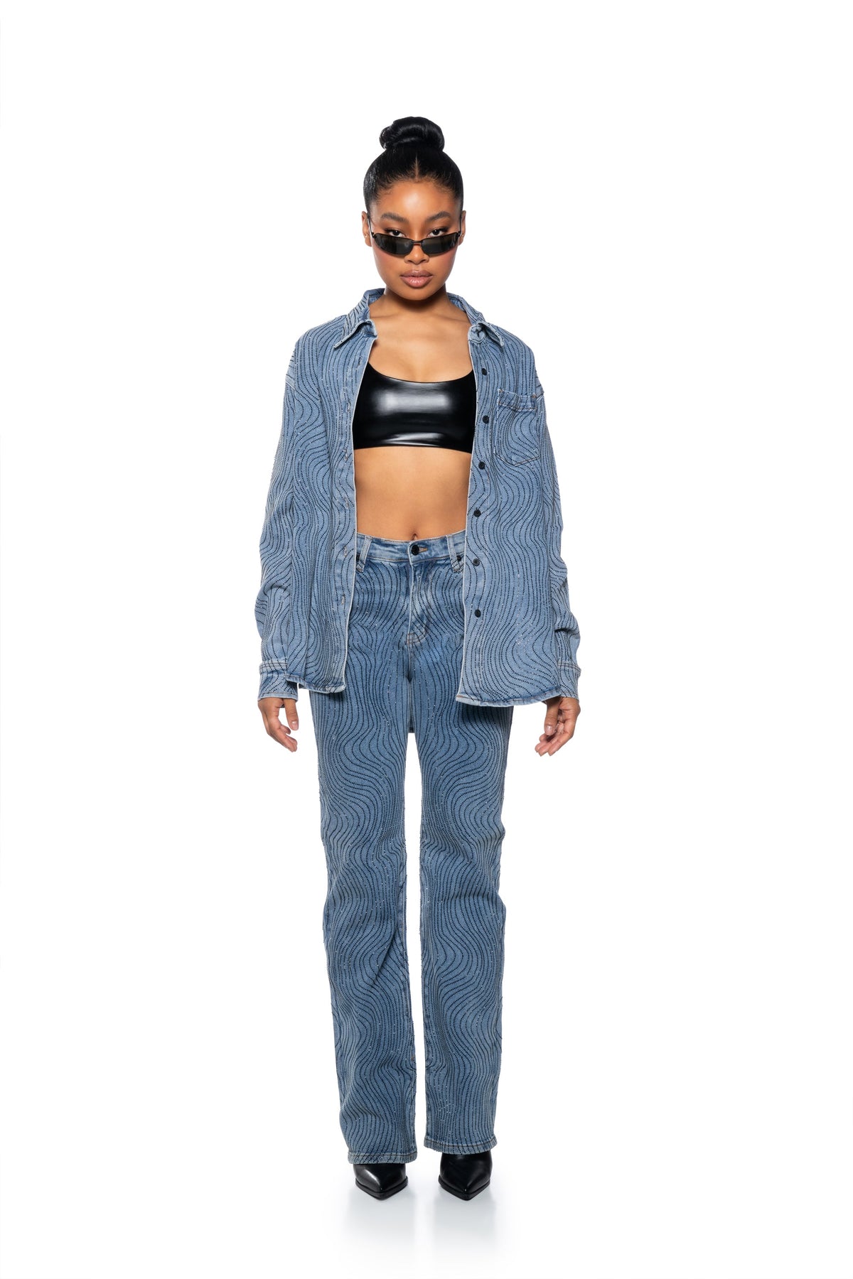 Sisoras EFFORTLESS GLAM RHINESTONE STRAIGHT LEG JEAN