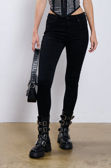 FLEX-FIT HIGH WAISTED SUPER STRETCHY SKINNY JEANS IN BLACK