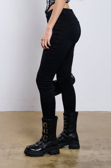 FLEX-FIT HIGH WAISTED SUPER STRETCHY SKINNY JEANS IN BLACK