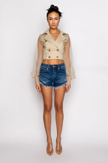 FLEX-FIT HIGH WAISTED SUPER STRETCHY DENIM SHORTS
