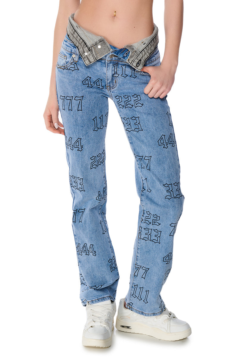 Sisoras LUCKY NUMBER TRIPLE WAISTBAND STRAIGHT LEG JEANS