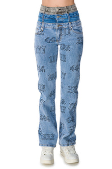 Sisoras LUCKY NUMBER TRIPLE WAISTBAND STRAIGHT LEG JEANS