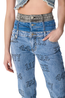 Sisoras LUCKY NUMBER TRIPLE WAISTBAND STRAIGHT LEG JEANS