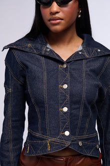RAW DENIM COLLARED JACKET
