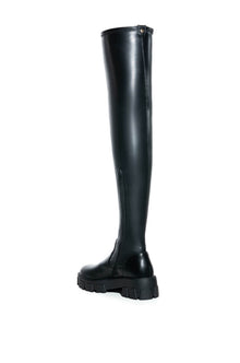 Sisoras SLIM FIT AZALEA WANG LATE NIGHTS FITTED OVER THE KNEE FLATFORM BOOT WITH 4 WAY STRETCH IN BLACK