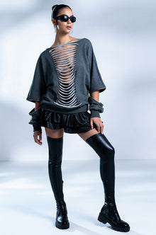 Sisoras SLIM FIT AZALEA WANG LATE NIGHTS FITTED OVER THE KNEE FLATFORM BOOT WITH 4 WAY STRETCH IN BLACK
